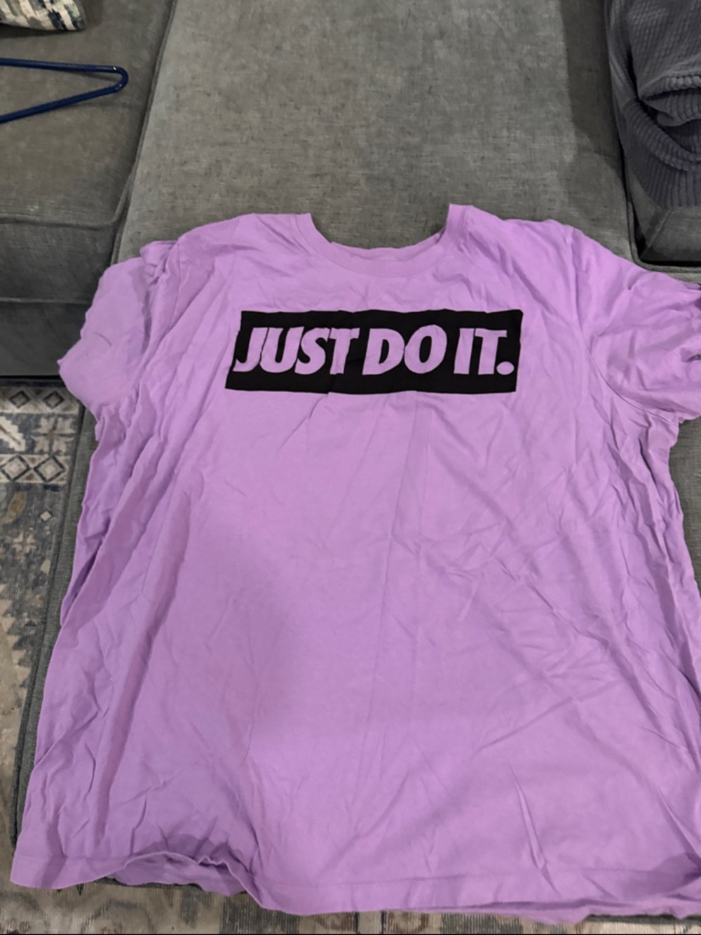 Nike Lavender Tee with Black "JUST DO IT." Graphic
